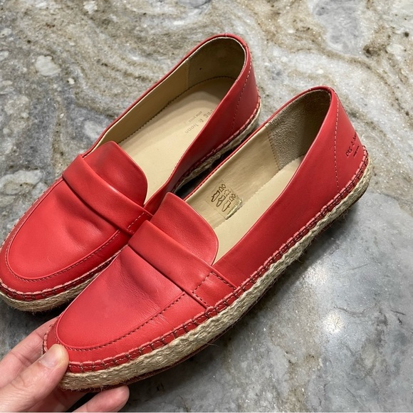 RAG & BONE Orange Pink Leather Slip On Espadrilles Flats - Picture 3 of 12